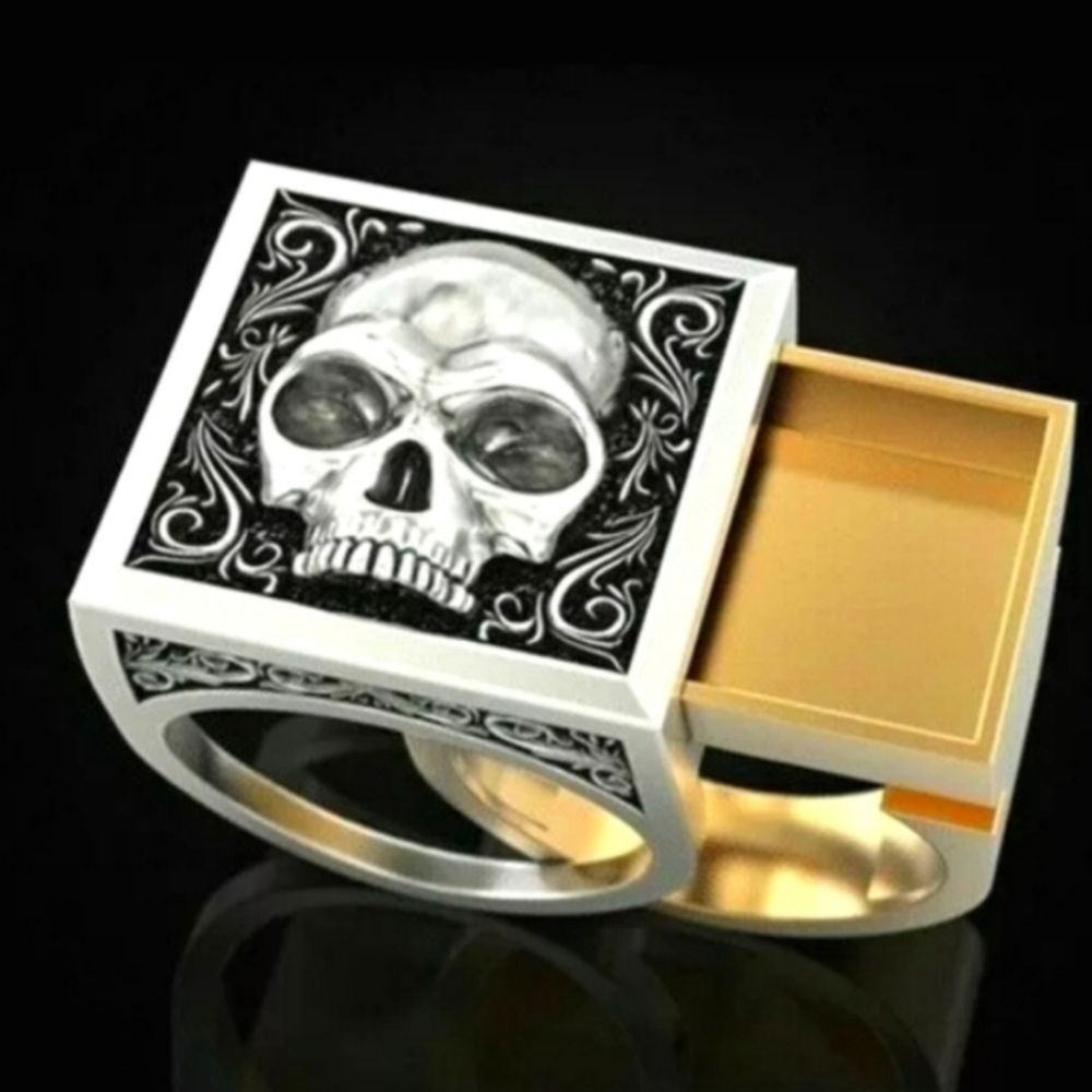2 Toned Y2K Skull Secret Compartment Ring
